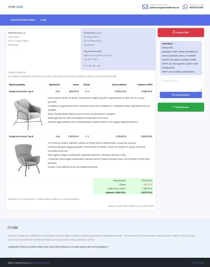 Interaktívna cenová ponuka